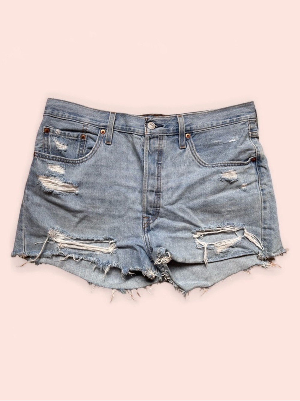 Levi's Light Blue Distressed Denim Cutoff Shorts